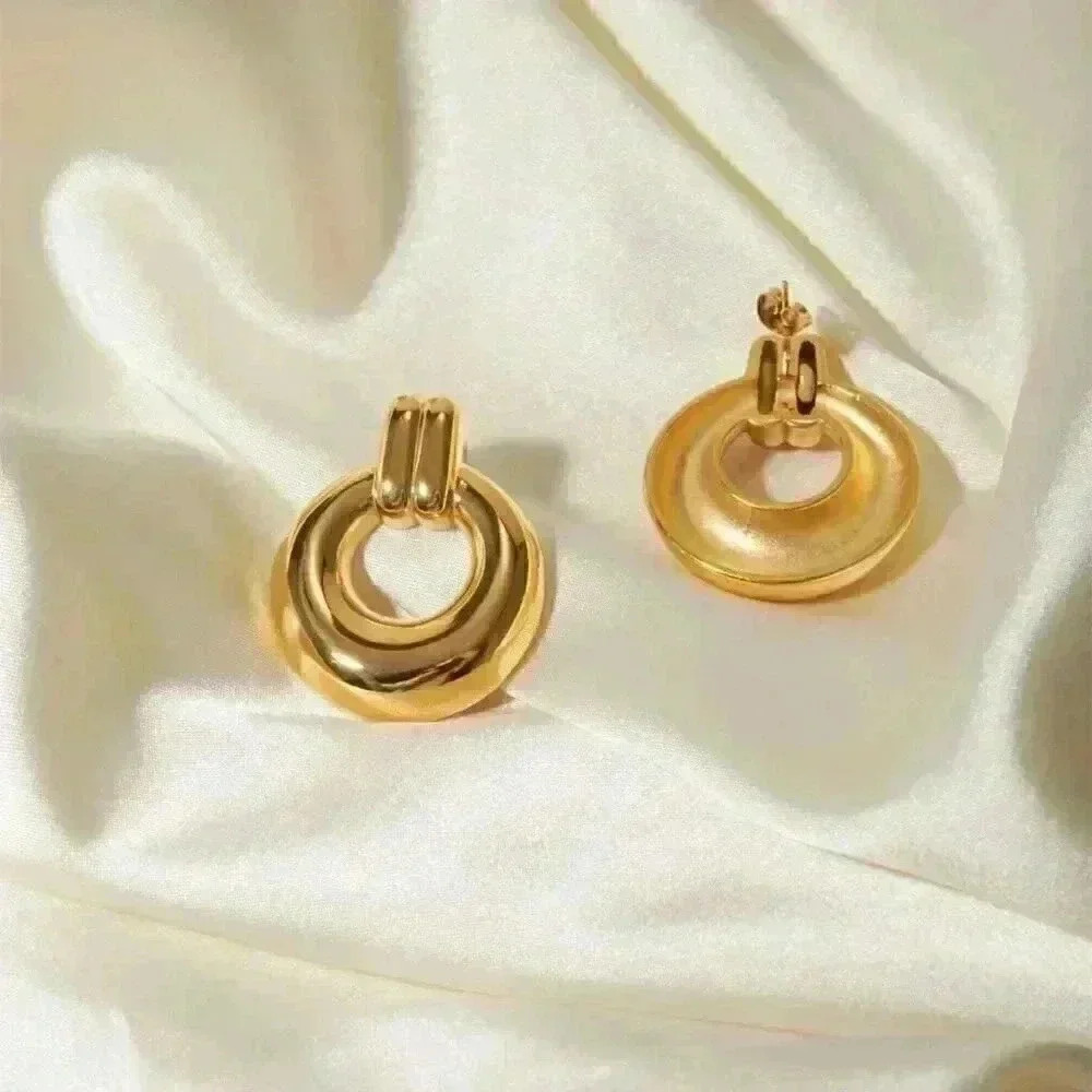Women's Dainty 18K Gold Plated Stainless Steel Knot Statement Stud Earrings - Picture 6 of 7